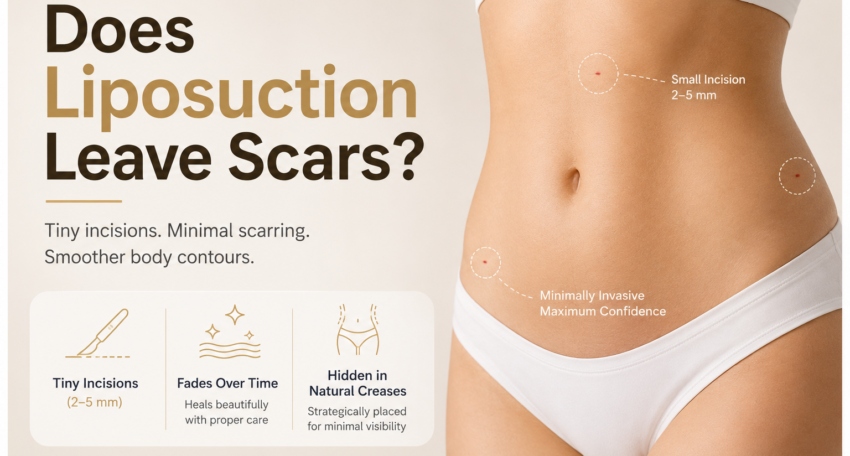 Liposuction scars and small incision marks after cosmetic surgery