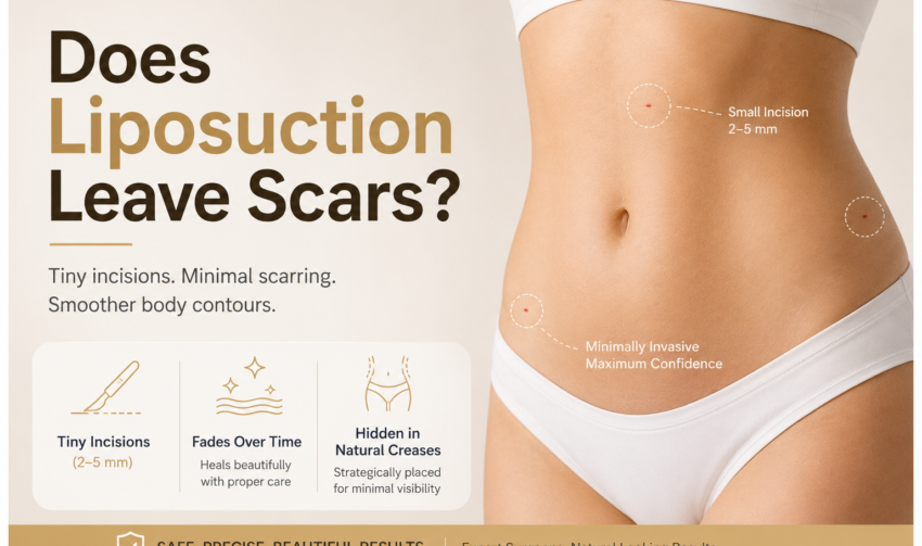 Liposuction scars and small incision marks after cosmetic surgery
