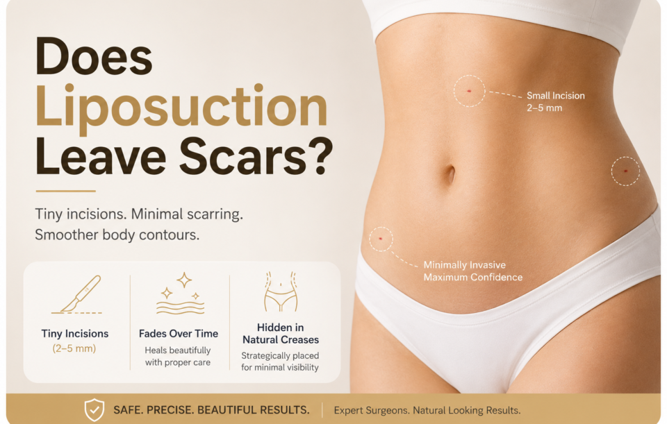 Liposuction scars and small incision marks after cosmetic surgery