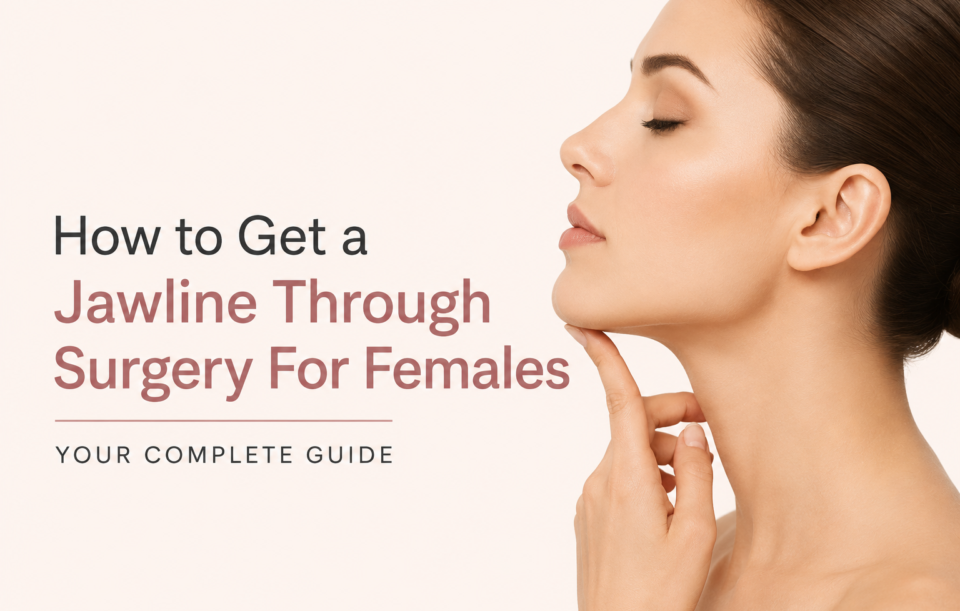Female jawline surgery guide with defined facial contour