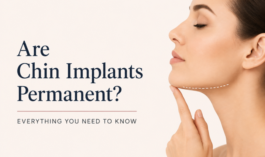 Woman profile showing chin augmentation and permanent chin implant results Woman profile showing chin augmentation and permanent chin implant results