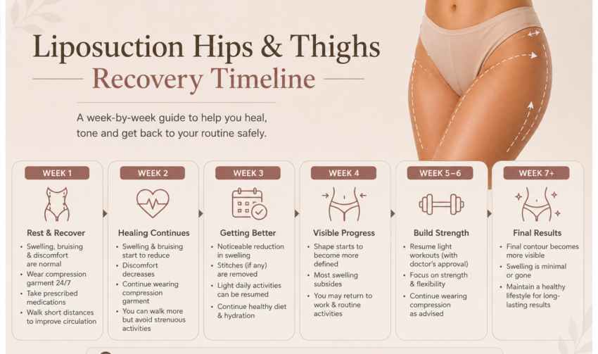 liposuction-hips-thighs-recovery-timeline Liposuction hips and thighs recovery timeline shown week by week